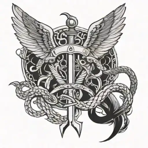 Wings And Sword And Snake
