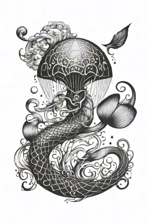Mythological Jellyfish With Mermaid Tail