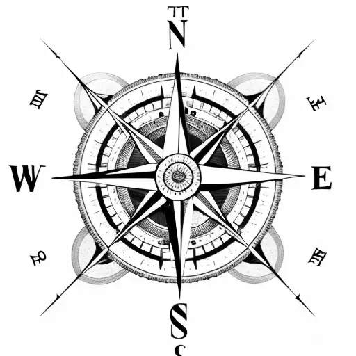 Compass With The Center As A Huge Rose