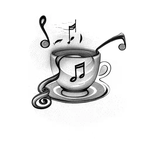 A Coffee Cup With Musical Notes Forming Steam Rising From It
