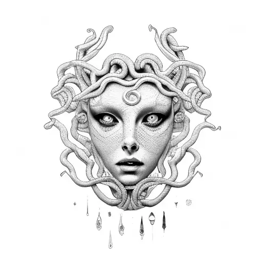 Medusa With Empty Eyes And Tears