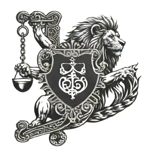 A Lion Holding Scales In This Jaws