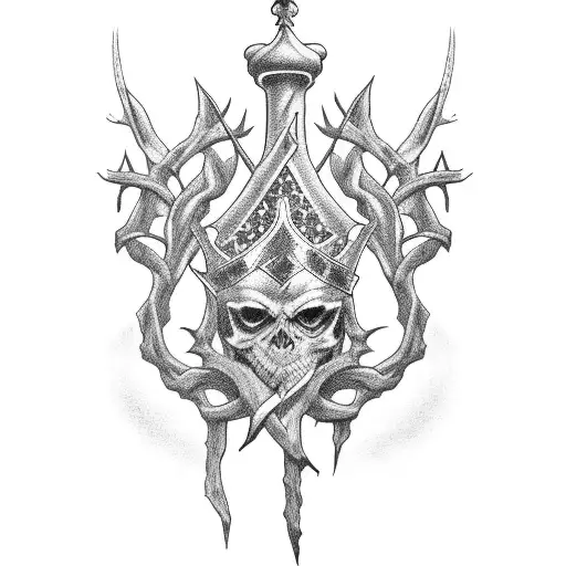 Thorn Vine With King Chess Piece