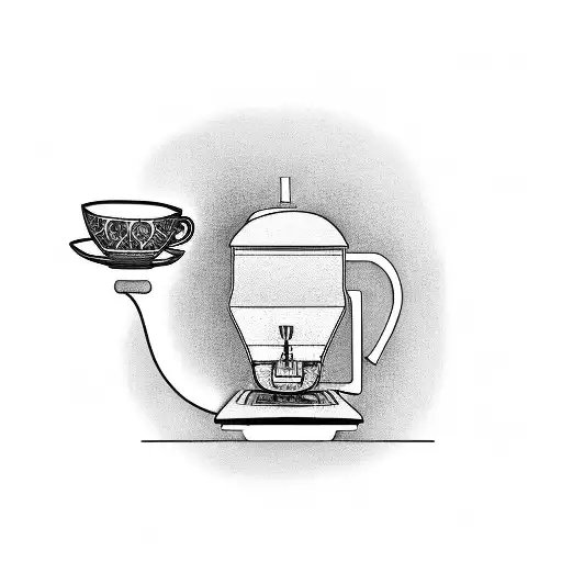 A Mechanical Coffee Machine Pouring Coffee Into A Cup