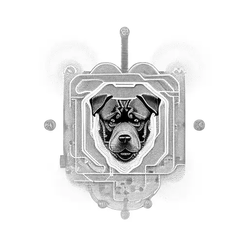 An Intricate Circuit Board Design With A Hidden Silhouette Of A Rottweiler