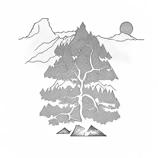 Austrian Oak Tree With Mountain Range Add Edelweiss Flower