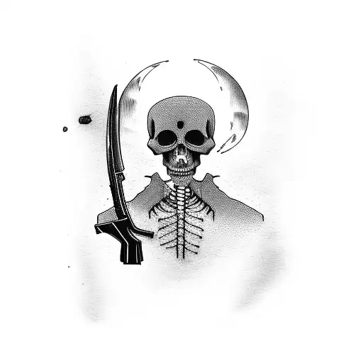 Grim Reaper With Ak47 Palm Trees