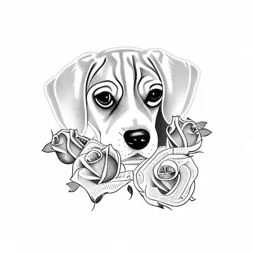 Beagle Dog With Roses