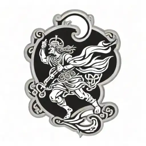 Celtic St Christopher Superimposed On Outline Of Great Lakes