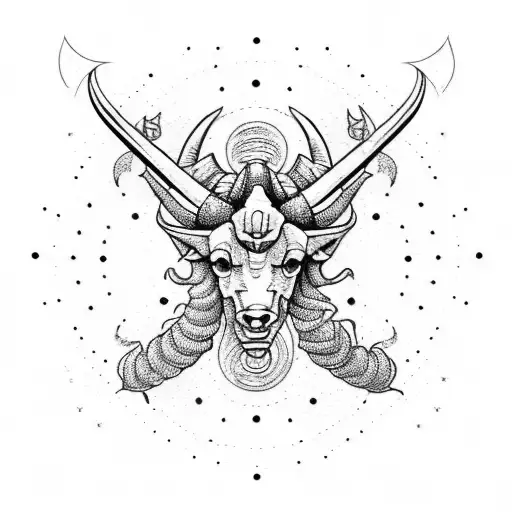 A Capricorn Constellation Made Of Horror Movie Symbols