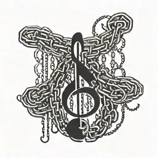 A Tattoo Design Of A Pixelated Music Note Made Up Of Chains