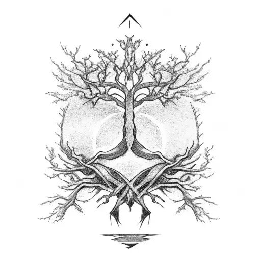 Yggdrasil Trea Of The World Intimidating Fit On One Chest And The Branches Reaching The Neck