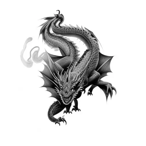 A Dragon On A Black Background