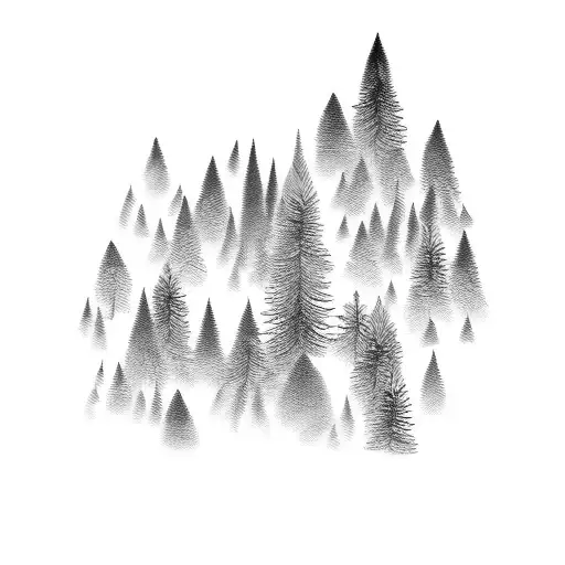 2 Mountains 5 Pine Trees 1 Bird