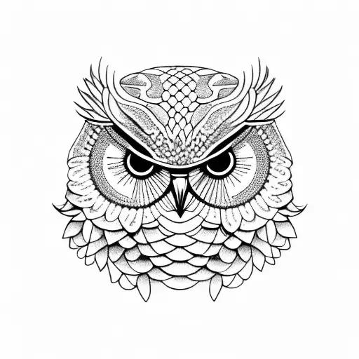 Owl And Chrysanthemum