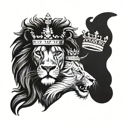 Male And Female Lion Wearing A Crown