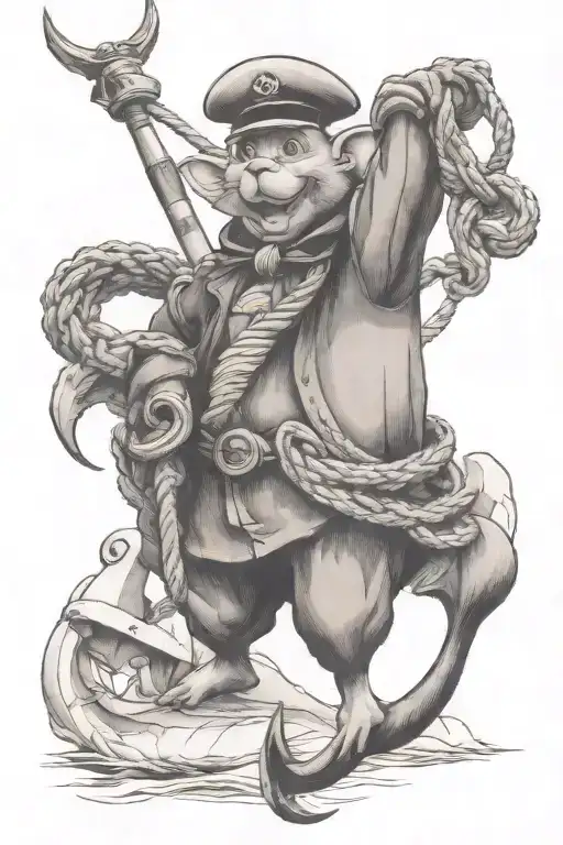 Mighty Mouse Holding An Anchor Wearing A Sailor Hat
