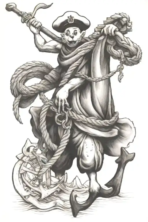 Mighty Mouse Holding An Anchor Wearing A Sailor Hat