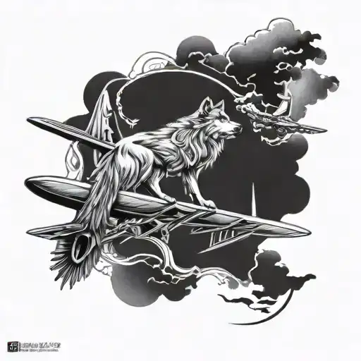 Wolf And Airplane Soaring