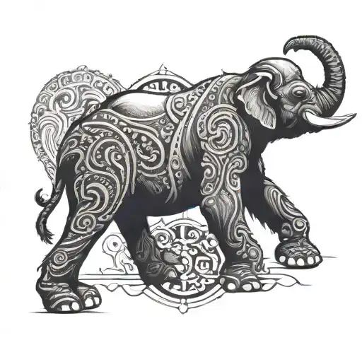 Elephant On Left Side Of Chest And Gorilla On Ride Side Chest Piece