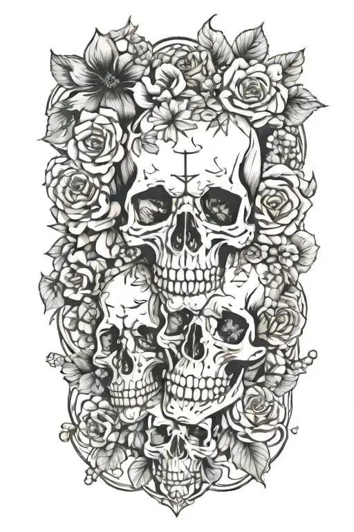 Flowers Skulls Surrounded