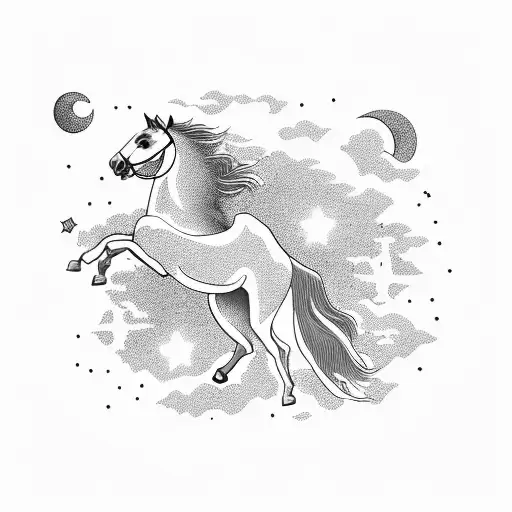 A Celestial Horse Galloping Through The Night Sky