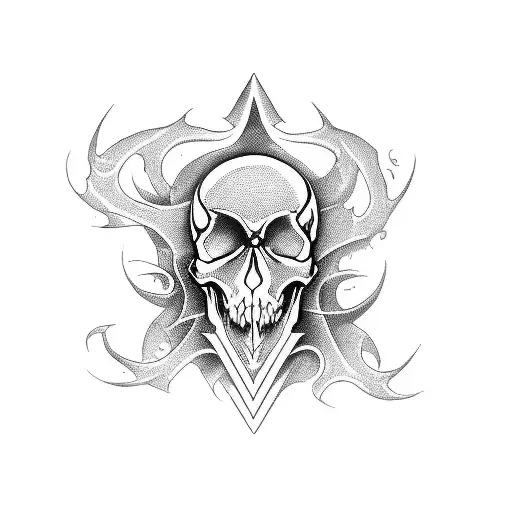Aquarius Symbol On A Demon Skull