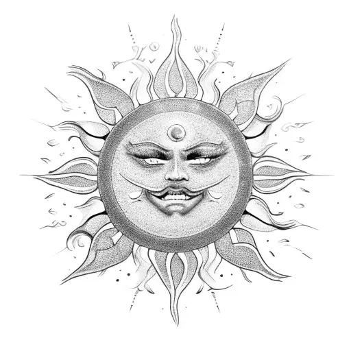 A Flaming Sun With Intricate Metalwork Designs