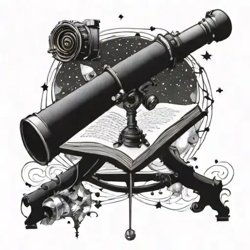 A Telescope With Intricate Details Pointing Towards A Galaxy Filled With Books Instead Of Stars