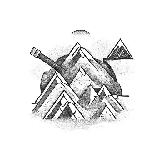 A Mountain Range With A Barbell In The Foreground