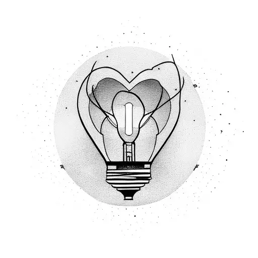 Abstract Design Of A Heart-shaped Lightbulb Surrounded By Family Members' Names