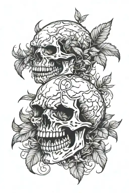 Dunkleosteus Skull And Plant Intertwined