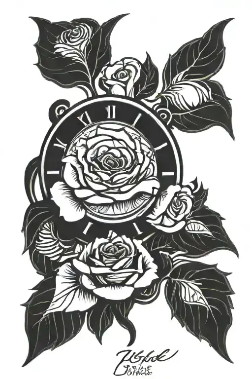Clock With Rose