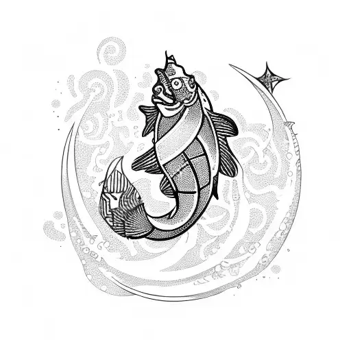 Pisces Zodiac Waves Hippy Ornamental