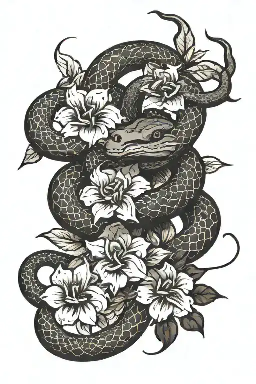 Snake And Flowers
