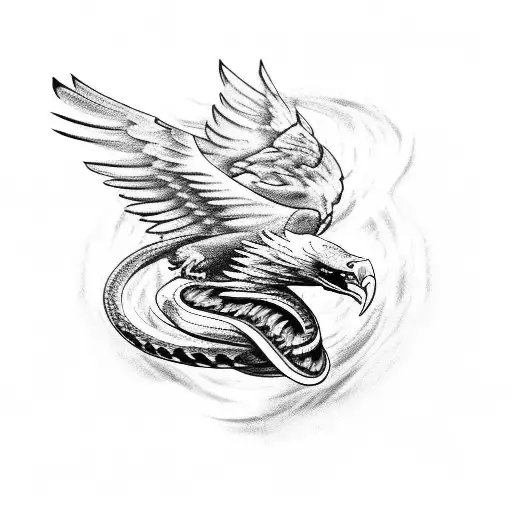 A Fierce Battle Between An Eagle And A Snake