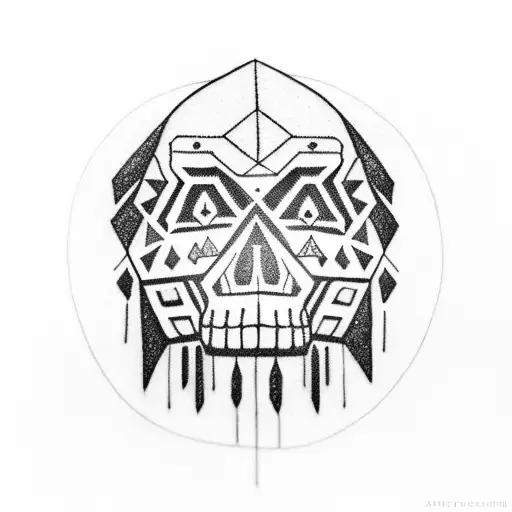 Geometric Skull With Native American Headdress