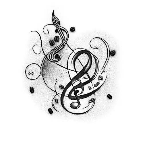 A Tattoo Of A Musical Note Composed Of Coffee Beans