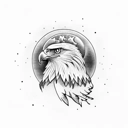 Eagle Head In Shape Of Moon