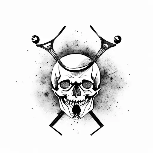 A Skull Playing Tennis With A Racket Made Of Bones