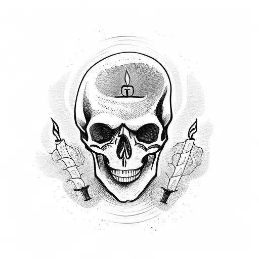 A Skull Holding Two Candles