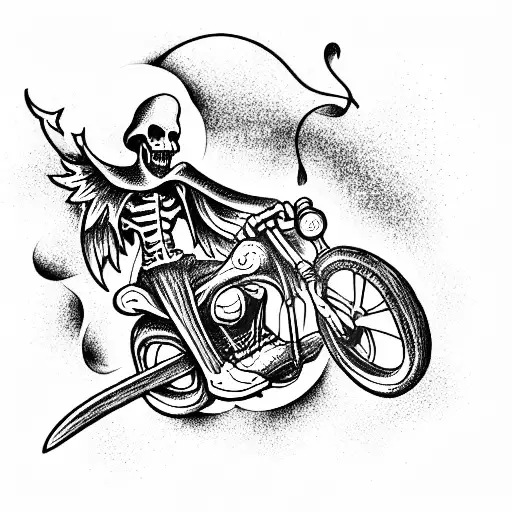 Grim Reaper Riding A Harley