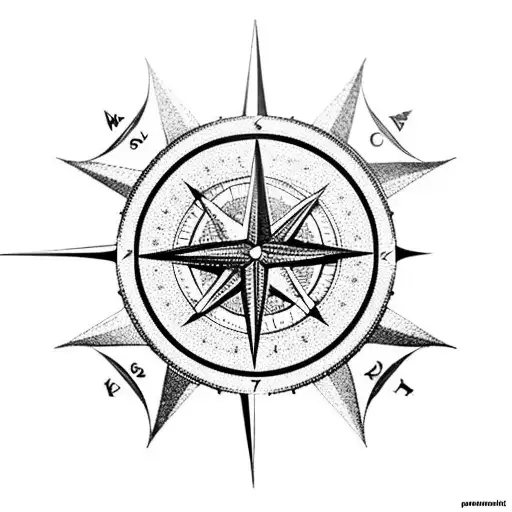 A Compass With Intricate Details Representing Different Countries And Landmarks