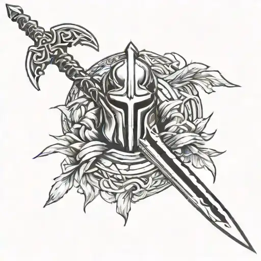 Spartan Spear And Sword Intertwined