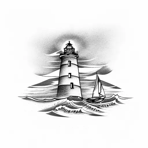 Lighthouse And A Sailboat