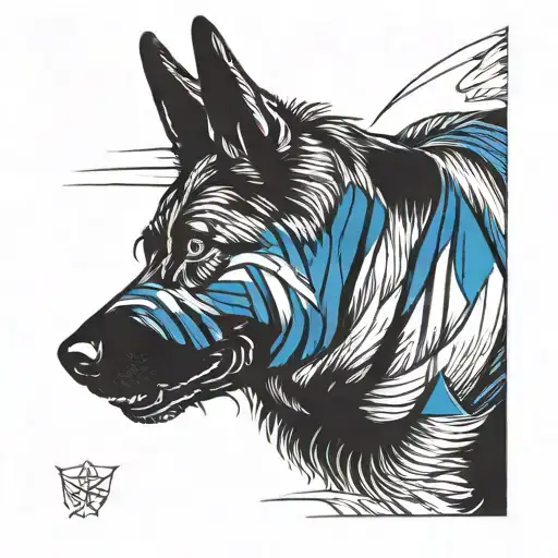 Police Dog Silhouette With A Thin Blue Line Running Through It