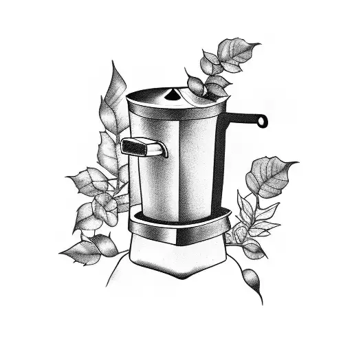 Branch Of Coffee Plant Like Ivy And A Vintage Moka Pot