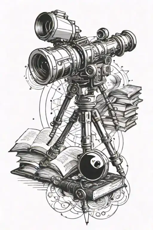 A Telescope With Intricate Details Pointing Towards A Galaxy Filled With Books Instead Of Stars