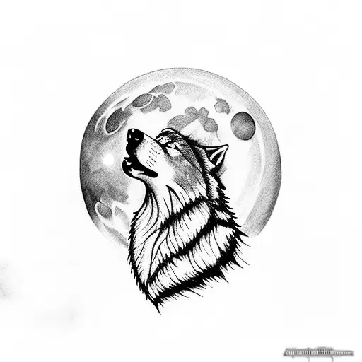A Majestic Wolf Howling At The Moon With Stars And Galaxies In The Background
