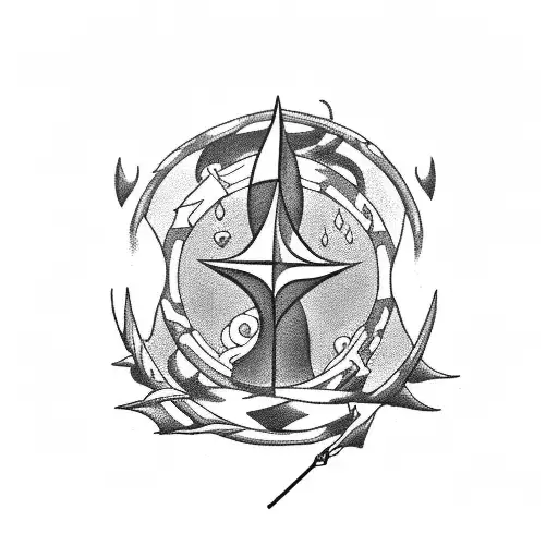 Aquarius With A Trident In His Hand In The Background A Stormy Sea